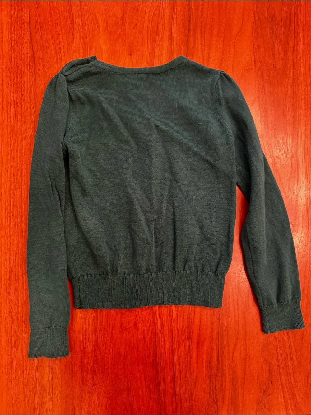 Janie and Jack Girls Green Horse Intarsia Sweater with Gold Button Shoulder